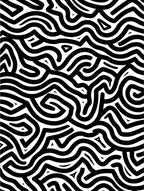 Black White Interlocking Wavy Lines Rug