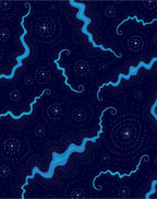 Abstract Blue Wavy Starlight Pattern Rug