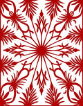 Bold Red Abstract Floral Tile Design Rug