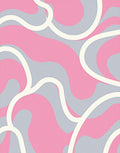Pink And Grey Flowing Lines Design Rug