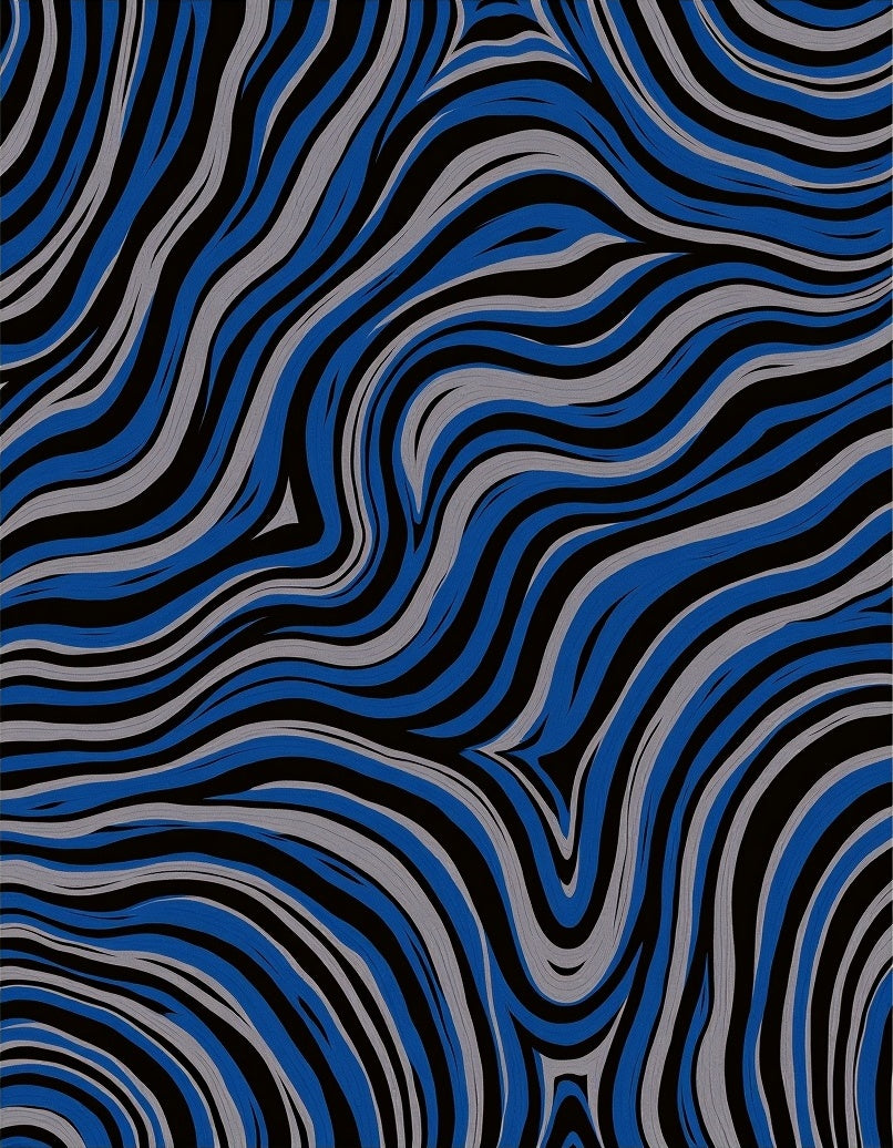 Abstract Blue Gray Swirl Pattern Rug