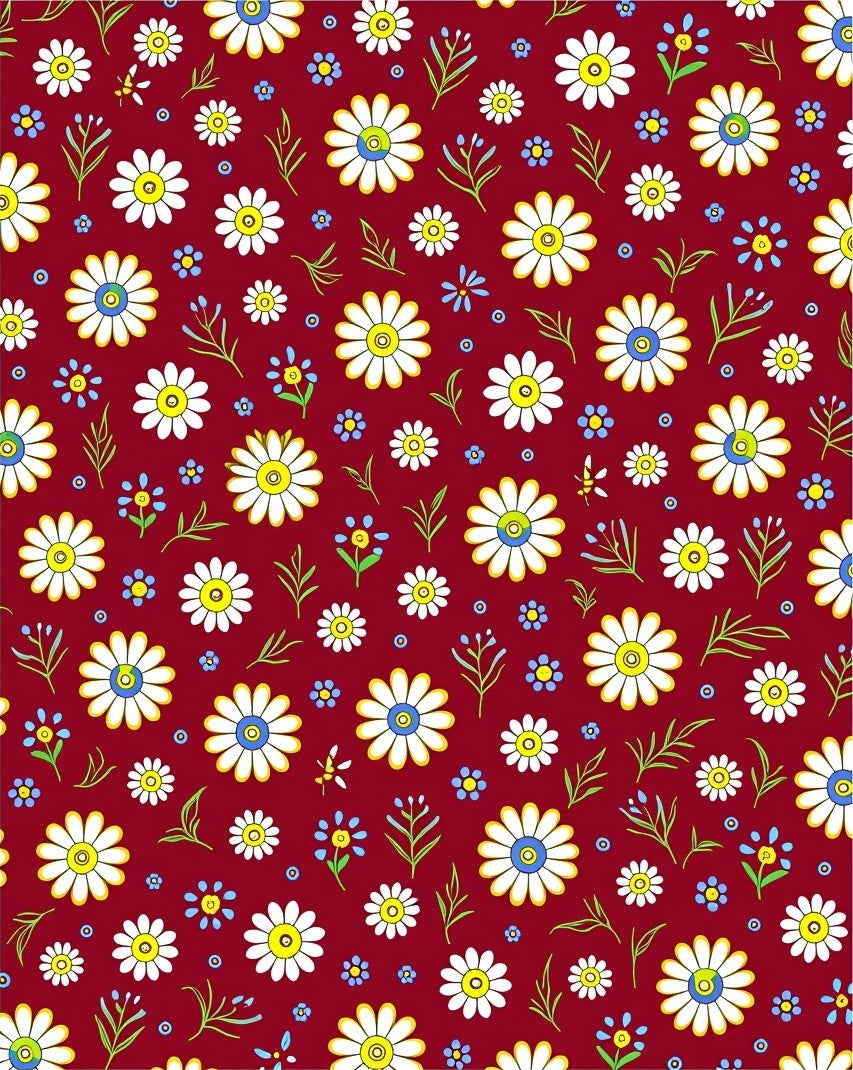 Daisies Wildflowers Garden Pattern Rug