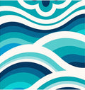 Aqua Blue Wavy Layered Pattern Rug