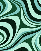 Abstract Flowing Swirls Teal Pattern Rug