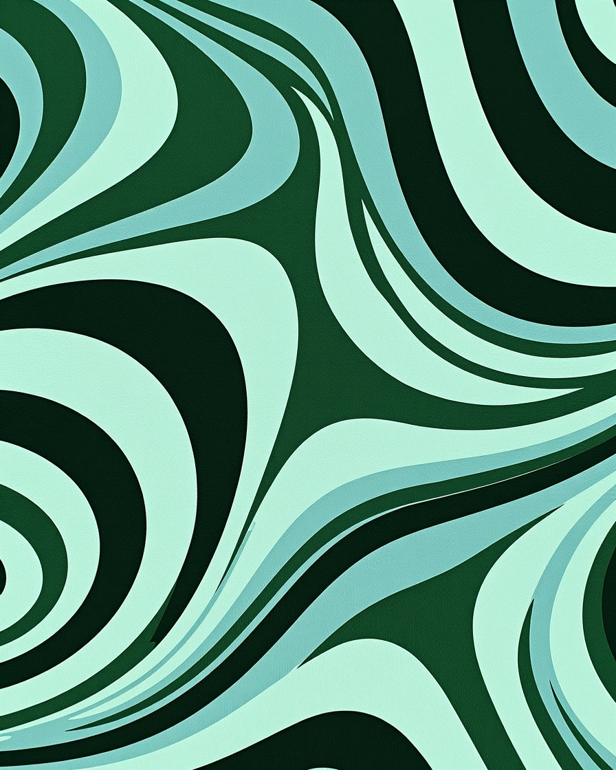Abstract Flowing Swirls Teal Pattern Rug