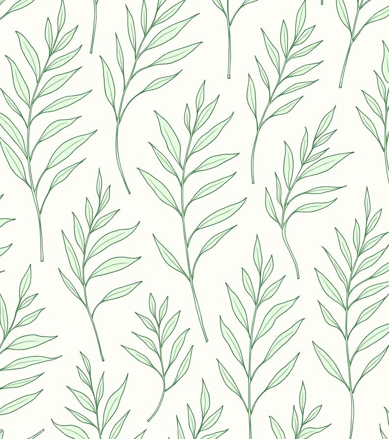 Minimalist Green Leaf Pattern Rug