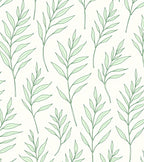 Minimalist Green Leaf Pattern Rug