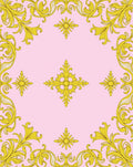 Gold Baroque Floral Pattern Rug