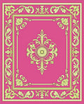 Ornate Floral Border Pink Rug