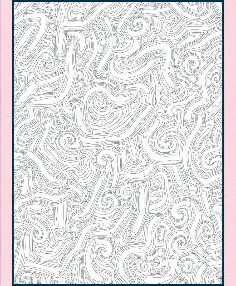 Abstract Swirls Blue Line Art Rug