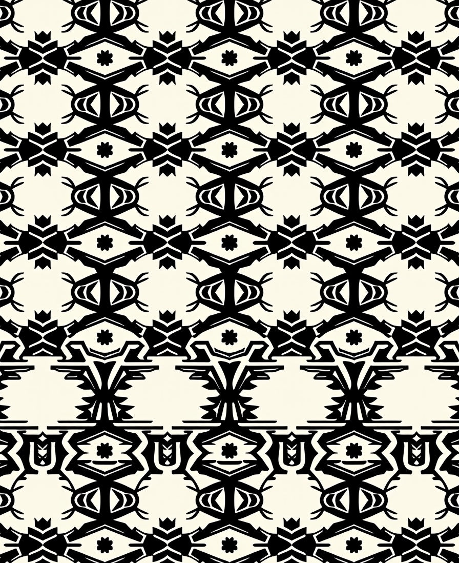Bold Black Abstract Geometric Pattern Rug