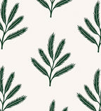 Dark Green Fern Motif Pattern Rug