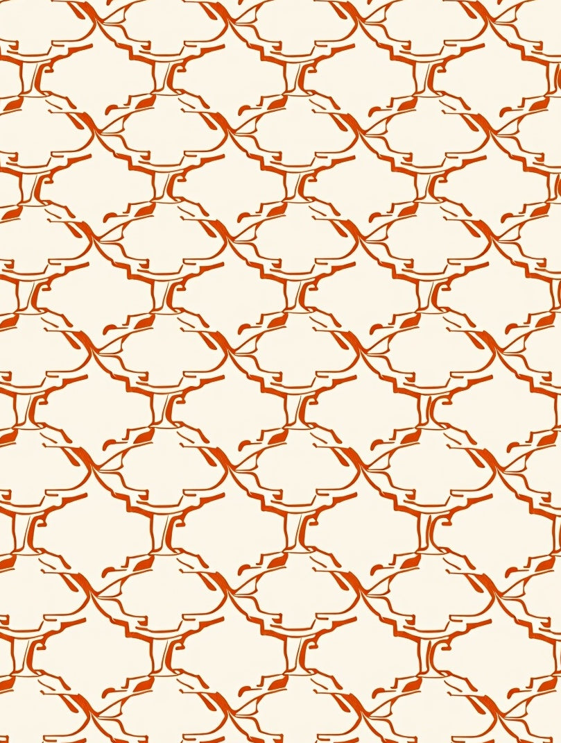Orange Cream Abstract Geometric Pattern Rug