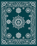 Whimsical White Snowflake Winter Night Rug