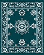 Whimsical White Snowflake Winter Night Rug