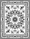 Monochromatic Floral Butterfly Mandala Design Rug