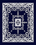 Abstract White Paisley Border Design Rug