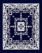 Abstract White Paisley Border Design Rug