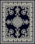 Classic Black Cream Floral Medallion Rug