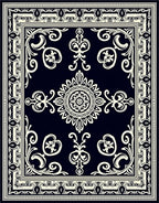 Classic Black Cream Floral Medallion Rug