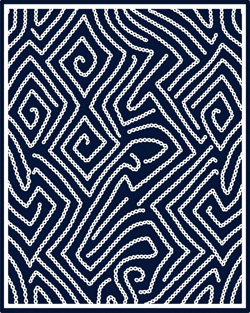 Stark White Chain Link Geometric Design Rug