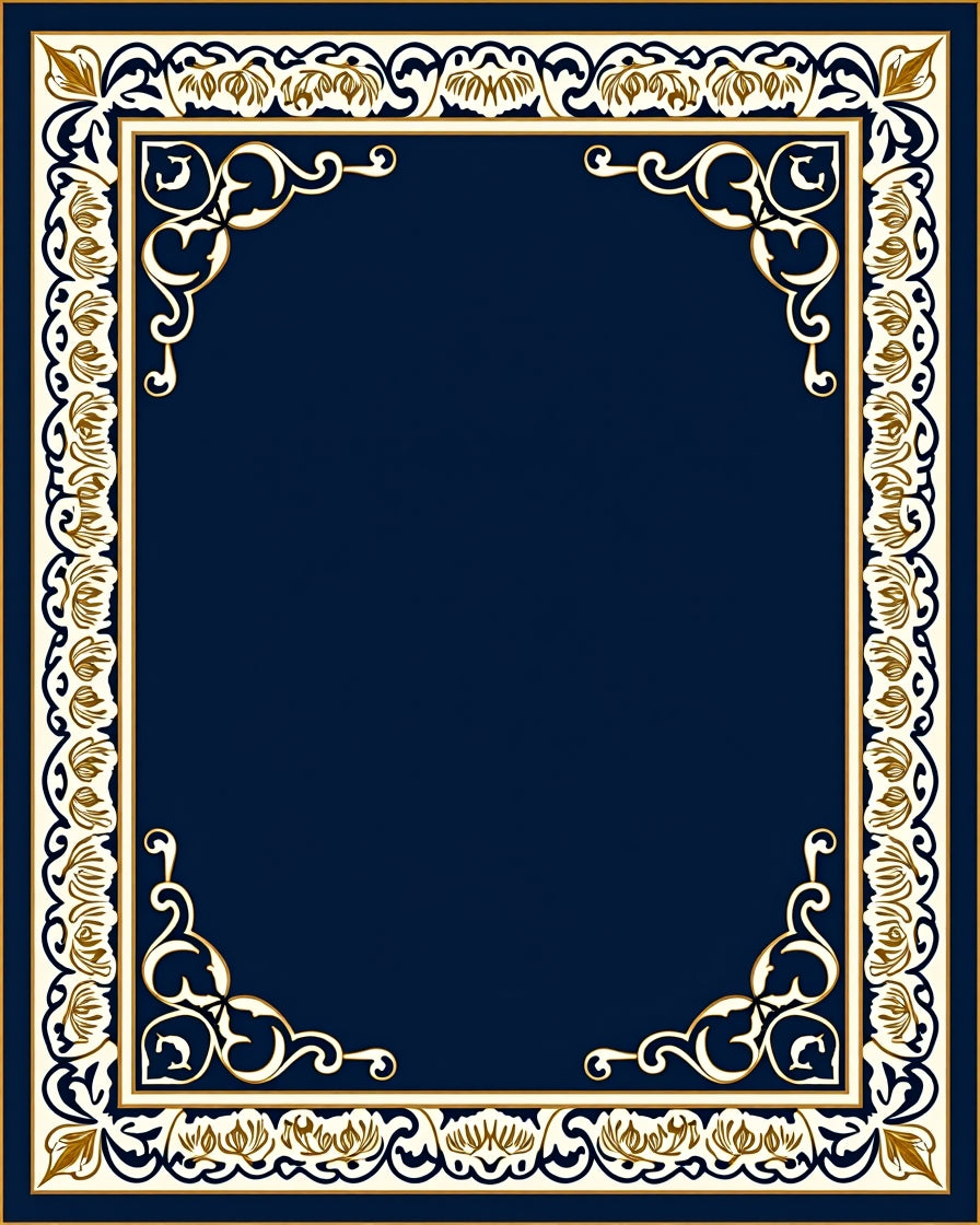 Ornate Floral Border Classic Rug