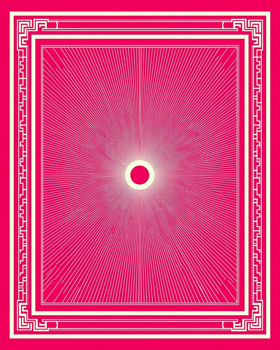 Radiant Sun Geometric Border Rug