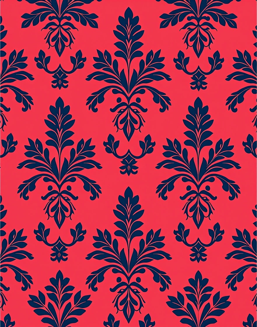 Classic Floral Scrollwork Red Navy Rug