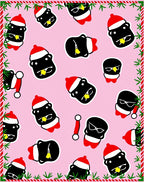Pink Festive Penguin Holiday Collage Rug