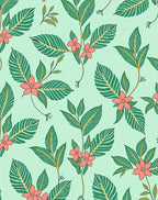 Tropical Floral Leaf Pattern Design Rug