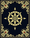 Golden Compass With Floral Accents Rug