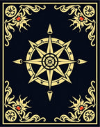 Golden Compass With Floral Accents Rug