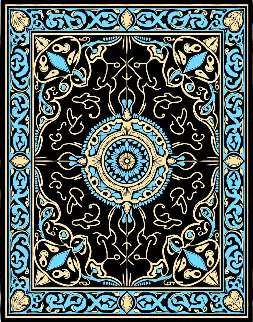 Intricate Floral Symmetry Pattern Rug