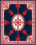 Ornate Red Floral Symmetrical Design Rug