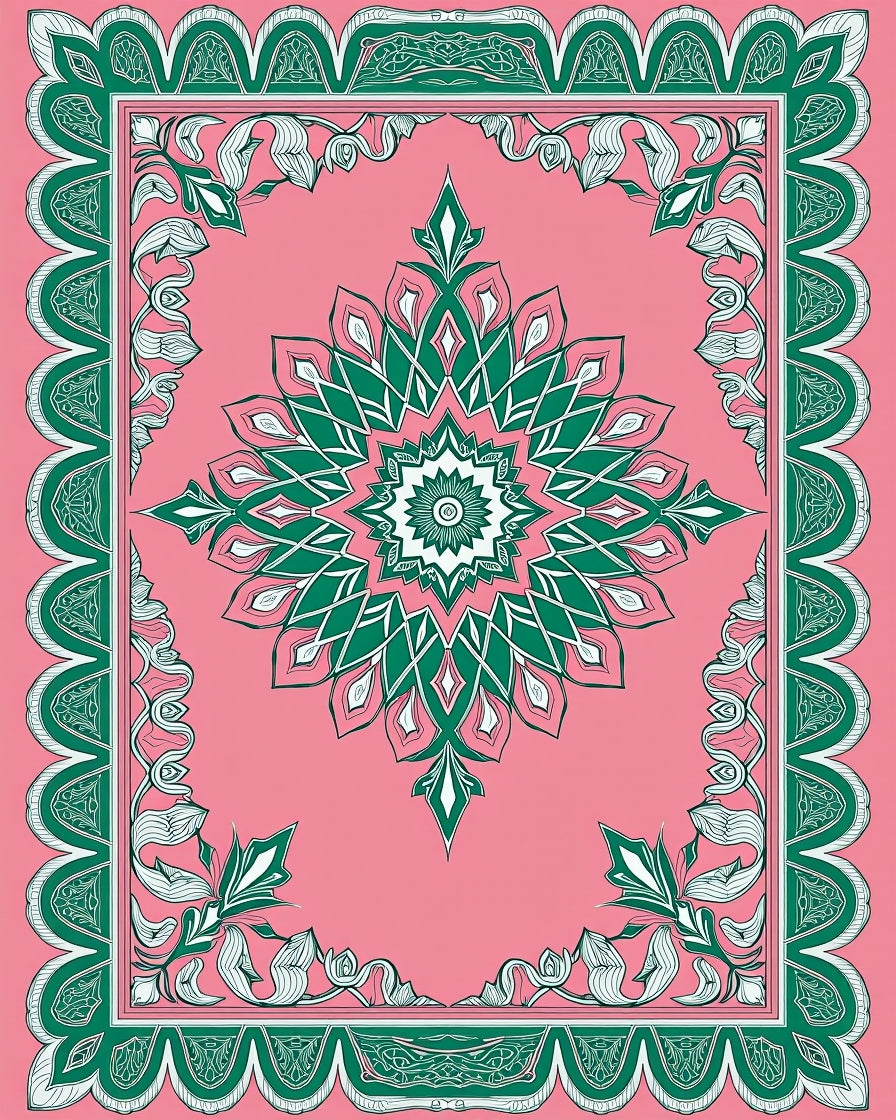 Ornate Blossom Frame Design Rug