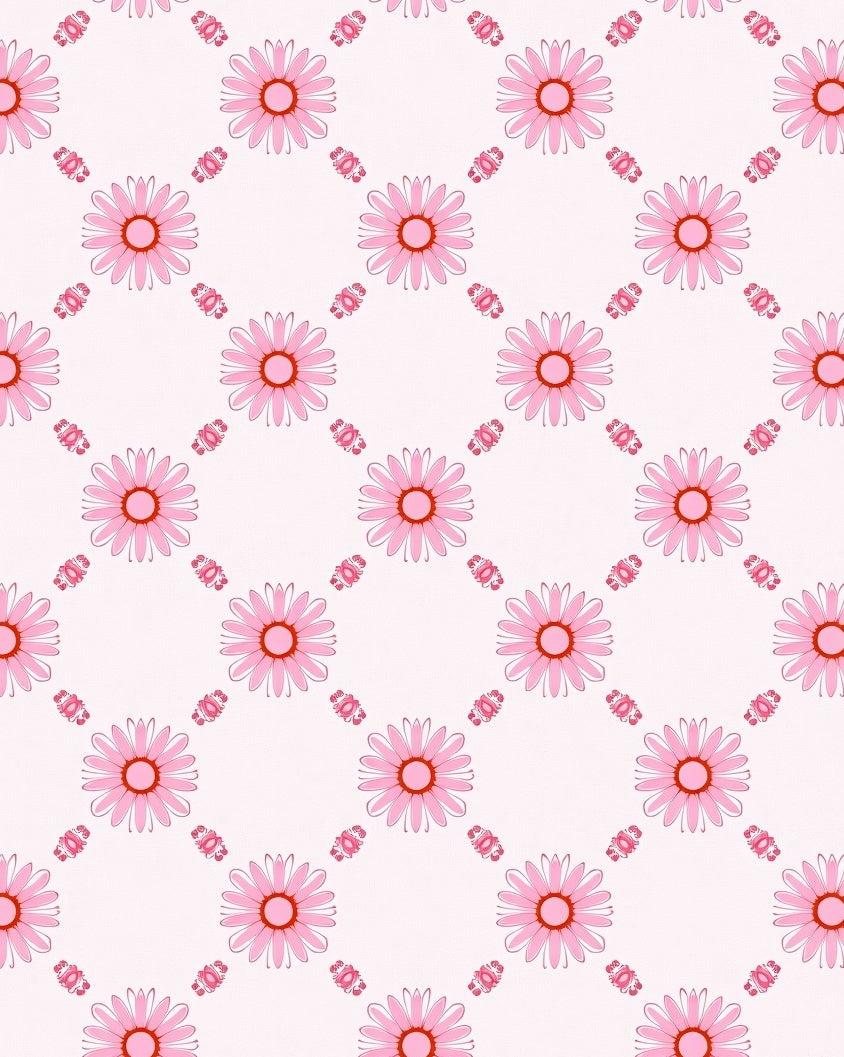 Pink Daisy Floral Pattern Rug
