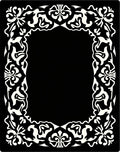 Ornate Black White Floral Border Rug