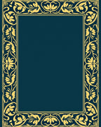 Golden Floral Scroll Border Design Rug
