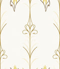 Elegant Gold Leaf Scroll Patterned Rug