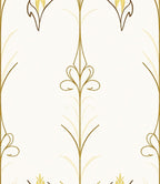 Elegant Gold Leaf Scroll Patterned Rug