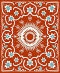 Terracotta Floral And Sunburst Pattern Rug