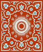 Terracotta Floral And Sunburst Pattern Rug