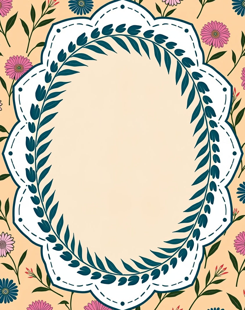 Floral Lace Border with Nature Design Rug