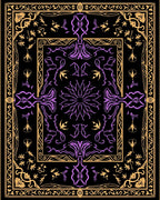 Ornate Black Purple Floral Medallion Rug