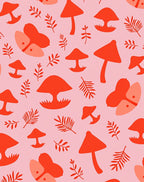 Whimsical Mushroom Leafy Pattern Rug