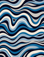 Wavy Blue Cream Abstract Pattern Rug