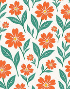 Radiant Orange Daisy Pattern Rug
