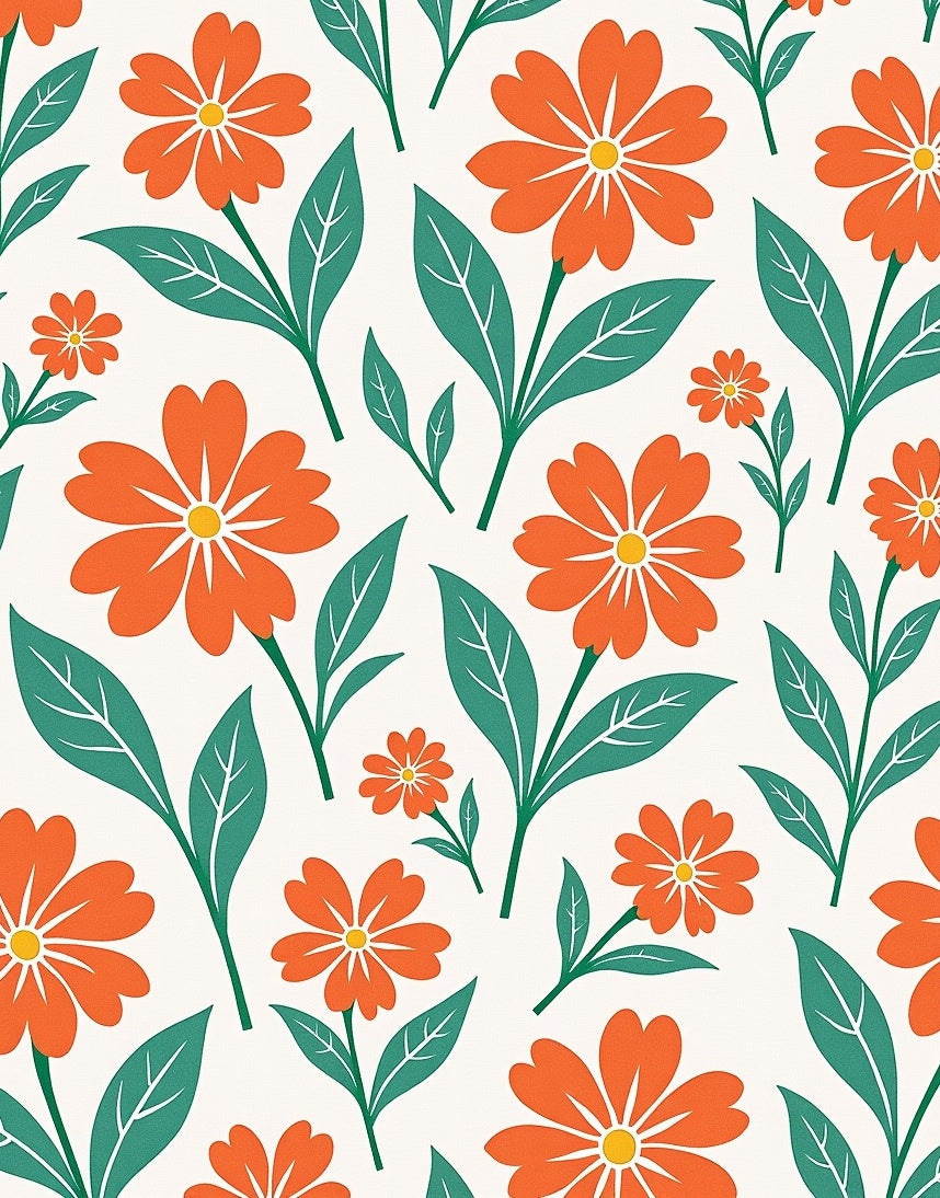 Radiant Orange Daisy Pattern Rug