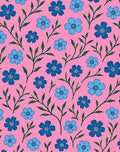Blue Flower Vine Pattern Design Rug