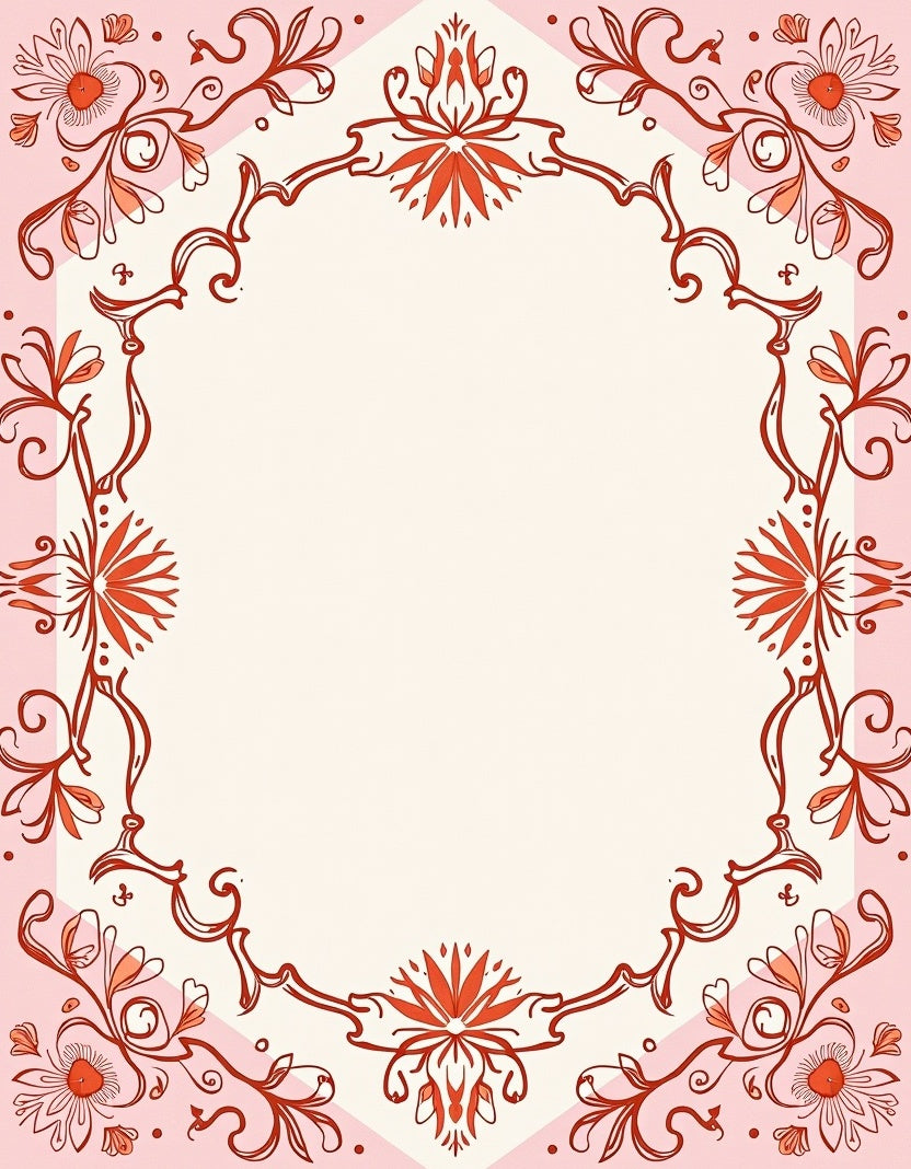 Floral Swirl Patterned Pink Rug